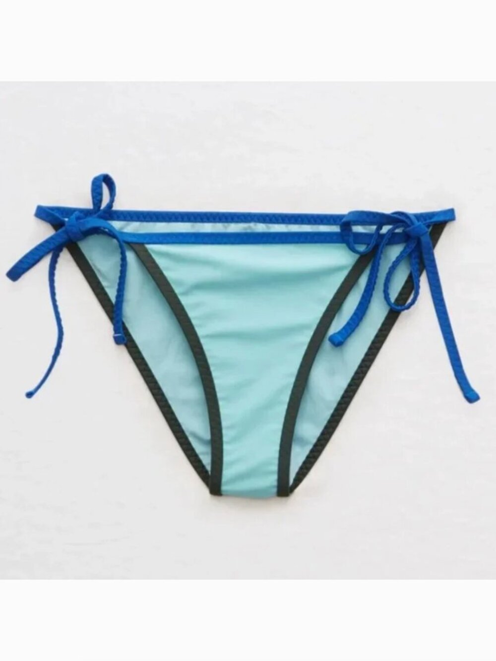 NEW NWT AERIE AMERICAN EAGLE Light Blue Cheeky Tie Side String Bikini Bottom XL